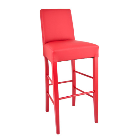 Lot de 2 Tabourets Laqués Rouge et Assise Simili Cuir Rouge - TYLAN