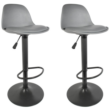 Lot de 2 Tabourets de Bar Gris - NEWIA