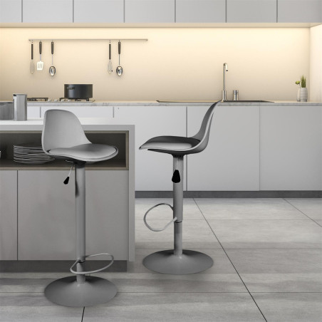 Lot de 2 Tabourets de Bar Gris - NEWIA