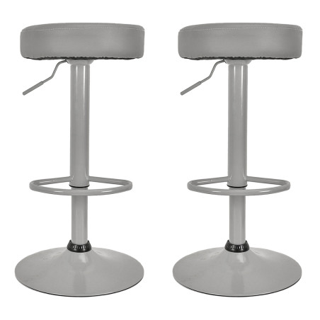 Lot de 2 Tabourets Réglables Simili Gris - SMILEN