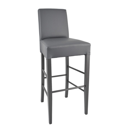 Lot de 2 tabourets laqués gris et assise simili cuir gris - TYLAN