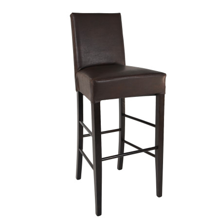 Lot de 2 tabourets wengé et assise simili cuir marron foncé - TYLAN