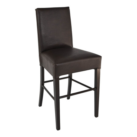 Lot de 2 tabourets H64 wengé et assise simili cuir marron - TYLAN