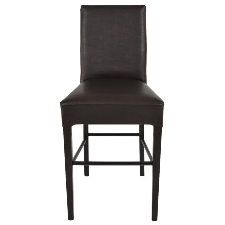 Lot de 2 tabourets H64 wengé et assise simili cuir marron - TYLAN