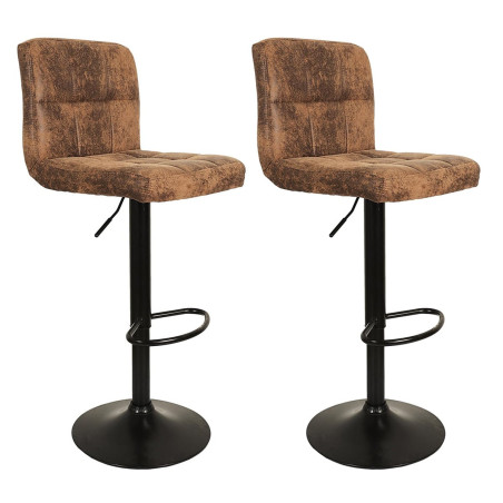 Lot de 2 Tabourets Simili Marron Camel - JULEN
