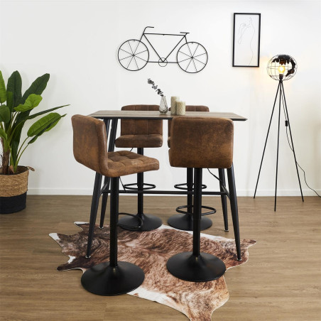 Lot de 2 Tabourets Simili Marron Camel - JULEN