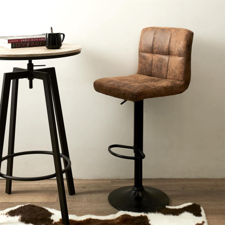 Lot de 2 Tabourets Simili Marron Camel - JULEN