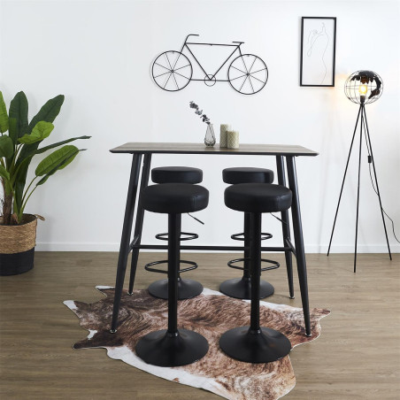 Lot de 2 Tabourets Réglables Simili Noir - SMILEN