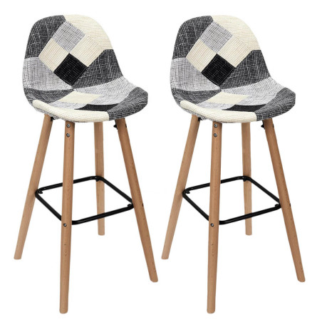 Lot de 2 Tabourets Scandinaves Noirs et Blancs - MOZART