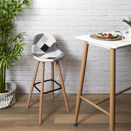 Lot de 2 Tabourets Scandinaves Noirs et Blancs - MOZART