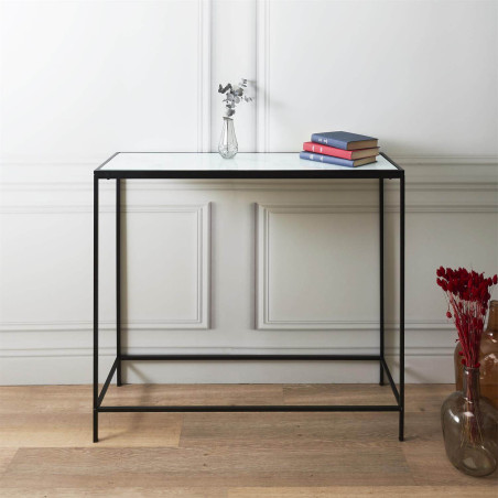 Console en verre imitation marbre - MOTIO