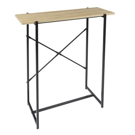 Console simple plateau métal et aspect bois - DARON