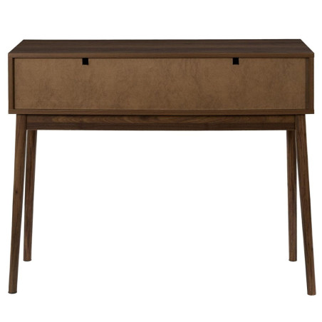 Console 2 tiroirs bois et MDF pieds en pin teinté chêne foncé - COTELE