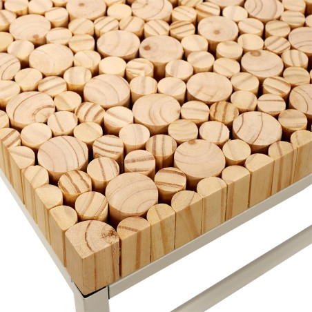 Console avec plateau rondins de bois et piétement métal blanc - FREIN