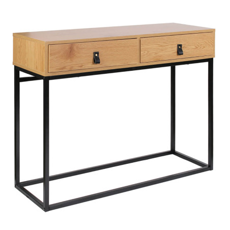 Console 2 tiroirs aspect bois et pieds métal - ARION