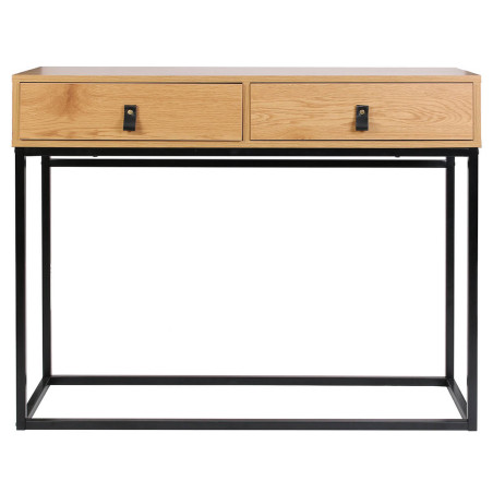 Console 2 tiroirs aspect bois et pieds métal - ARION