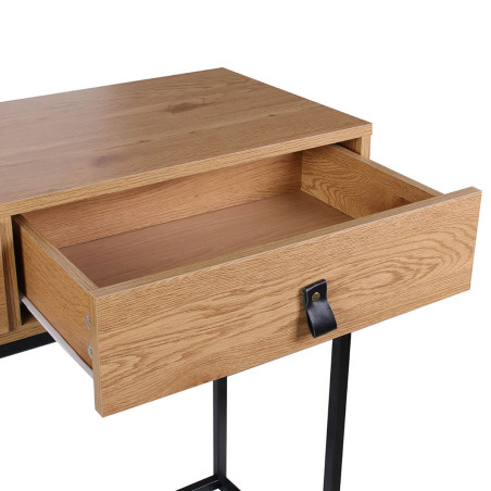 Console 2 tiroirs aspect bois et pieds métal - ARION