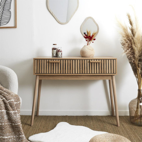 Console 2 Tiroirs Effet Bois avec Tasseaux - PAJEN