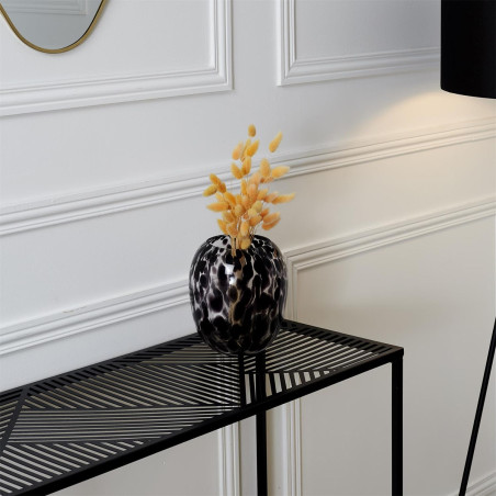 Console en métal noir à plateau motifs géométriques - VANIE