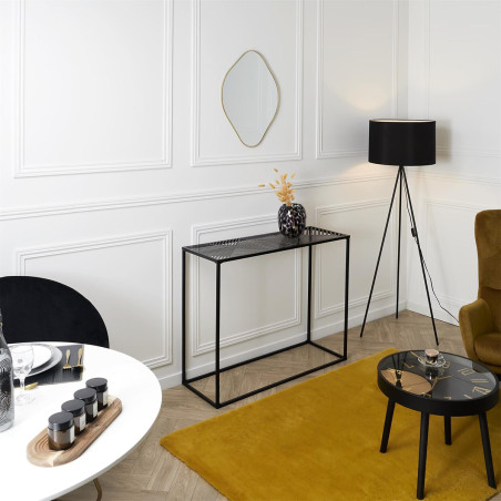 Console en métal noir à plateau motifs géométriques - VANIE