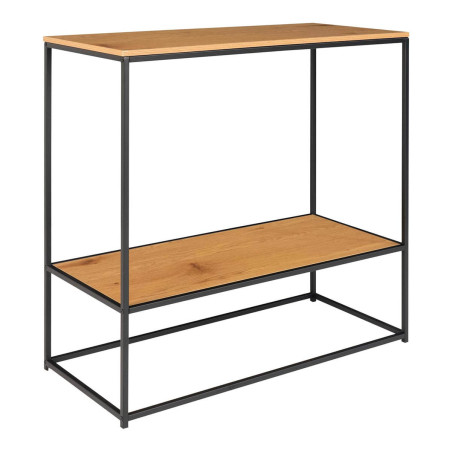 Console acier noir et plateau bois naturel - VOLIO