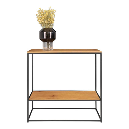 Console acier noir et plateau bois naturel - VOLIO