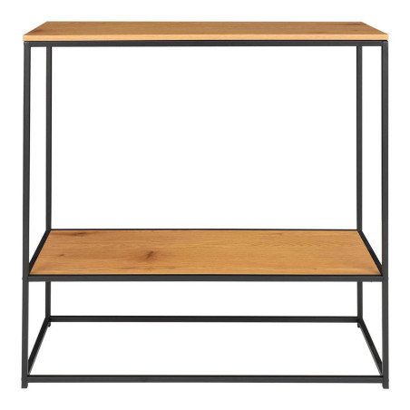 Console acier noir et plateau bois naturel - VOLIO