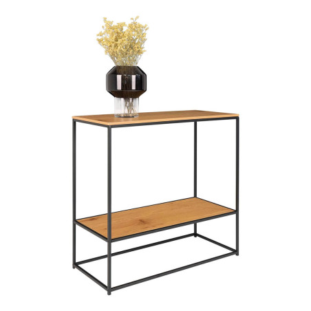 Console acier noir et plateau bois naturel - VOLIO