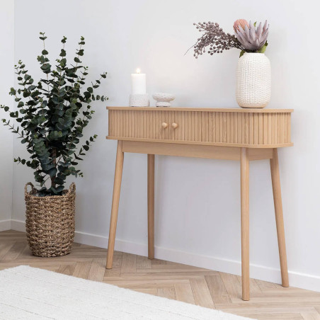 Console 2 portes coulissantes en MDF et pin naturel - ERIRA