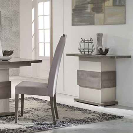 Console 110 cm gris acier métallisé et gris perle mat - AUXIA