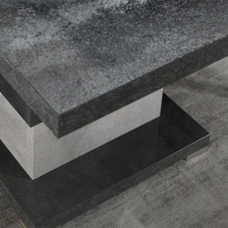 Console 110 cm 1 pied central gris aspect pierre - HOFIO