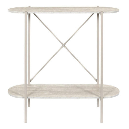 Console 2 niveaux en métal laqué beige plateaux aspect pierre - BRIGS