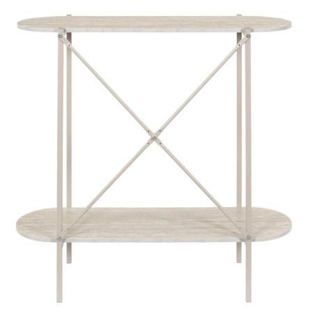 Console 2 niveaux en métal laqué beige plateaux aspect pierre - BRIGS