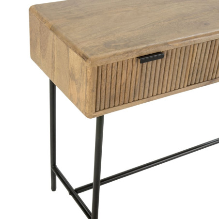 Console 3 tiroirs en manguier massif et métal laqué noir - MELKOR