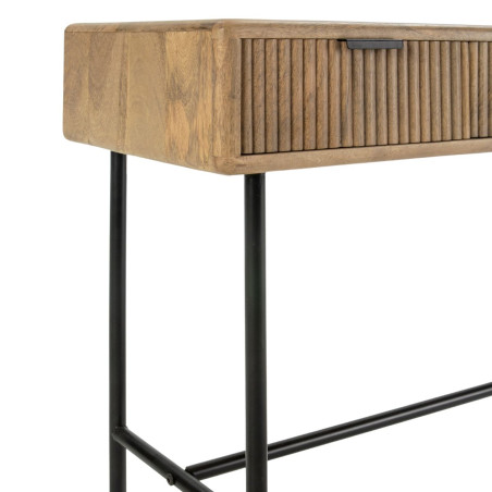 Console 3 tiroirs en manguier massif et métal laqué noir - MELKOR