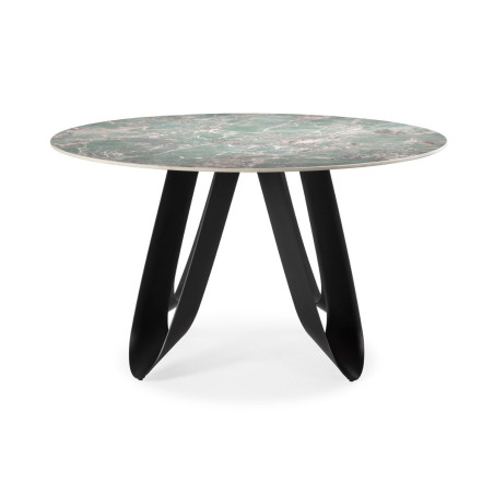 Table de repas design 134 cm plateau céramique marbre vert-LEILOR