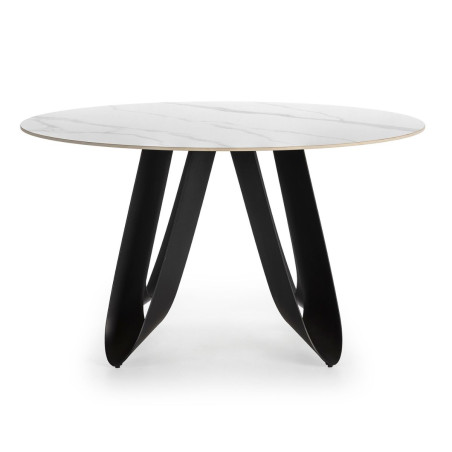 Table de repas design 134 cm plateau céramique marbre blanc- LEILOR