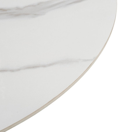 Table de repas design 134 cm plateau céramique marbre blanc- LEILOR