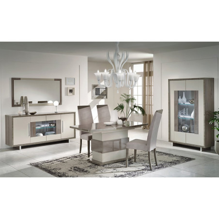 Table allongeable 160-200cm gris métallisé et gris mat pied central - AUXIA