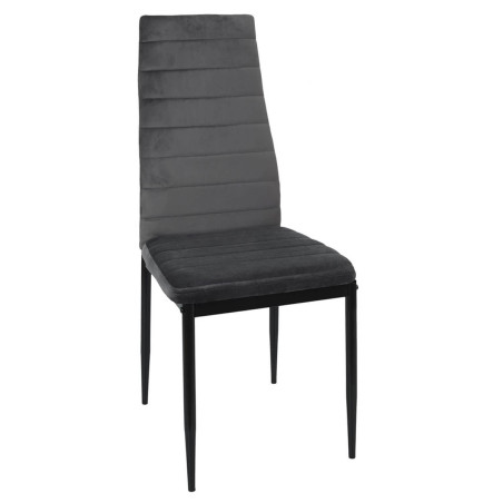 Chaise matelassée en velours gris foncé - SIRIO