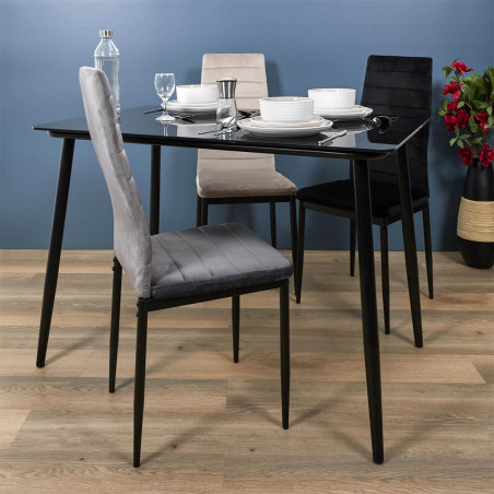 Chaise matelassée en velours gris foncé - SIRIO