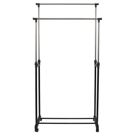 Portant Double sur Roulettes Hauteur Réglable Noir et Chrome - NEHOR