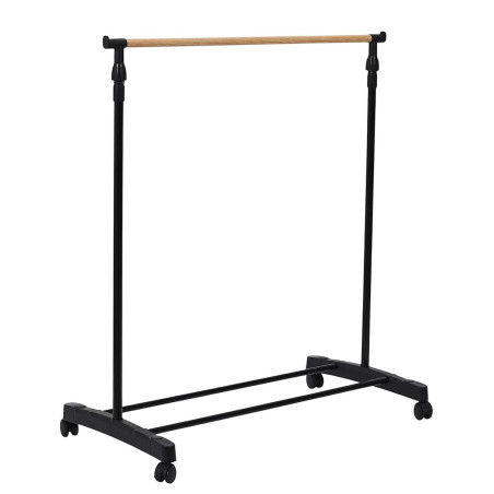 Portant hauteur ajustable sur roulettes noir et effet bois