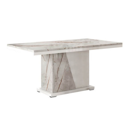 Table repas pied central blanc et aspect marbre - EROSA