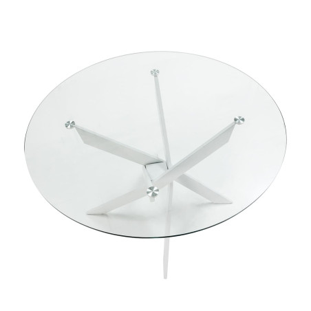 Table ronde 120 cm en verre et pieds métal blanc - RITIO