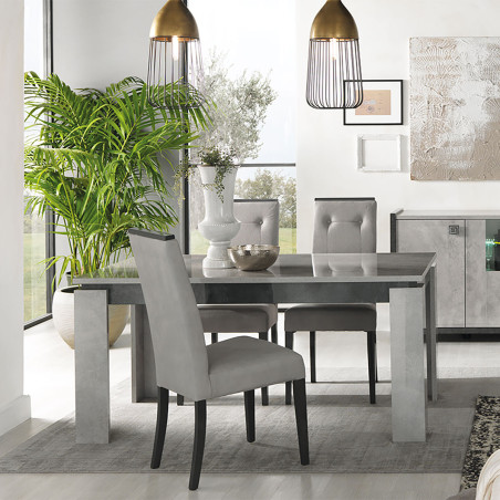 Table de repas allongeable 4 pieds gris aspect pierre - HOFIO