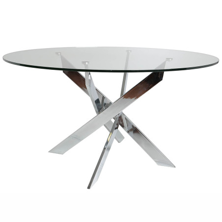 Table ronde 120 cm en verre et pieds chromés - RITIO