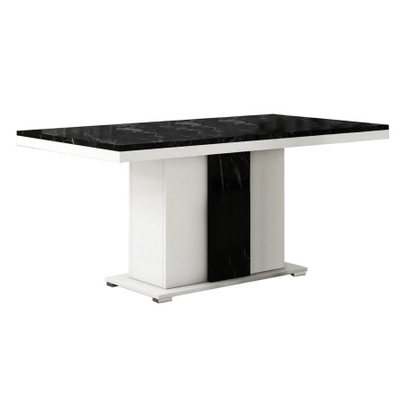 Table repas pied central blanc et aspect marbre noir - ARIA