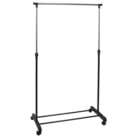Portant simple sur roulettes, hauteur réglable noir et chrome - NEHOR