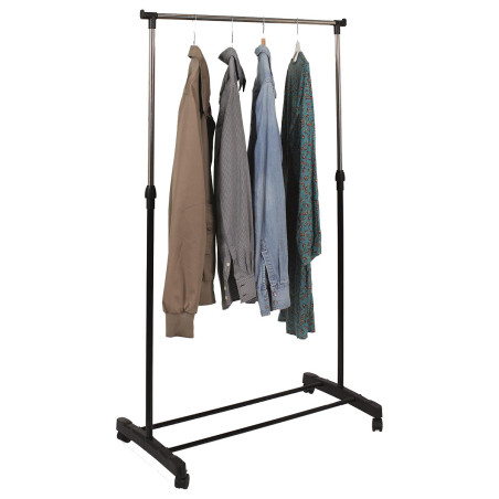 Portant simple sur roulettes, hauteur réglable noir et chrome - NEHOR